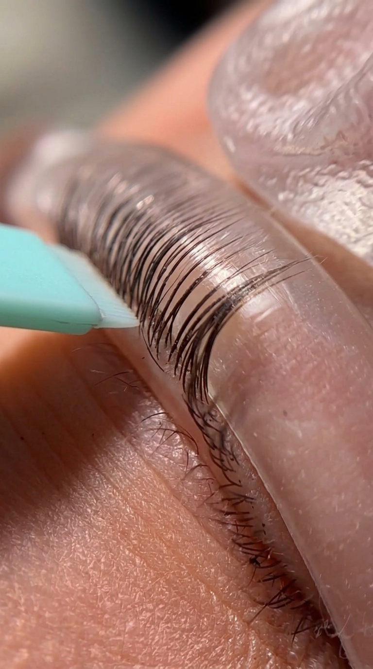 Wimpernlifting München — Lifting-Creme wird aufgetragen